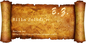 Billa Zoltán névjegykártya